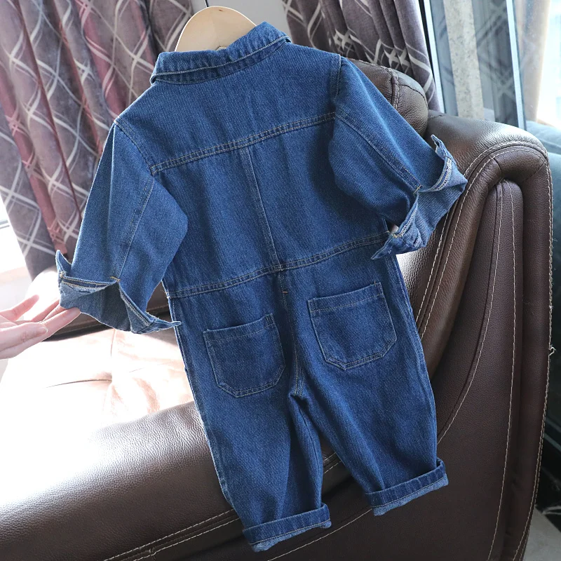 Fashion Kids Baby denimowe fartuchy wiosenne jesienne z długim rękawem rękaw luźny dżins kombinezony chłopcy dziewczęta Loose Romper