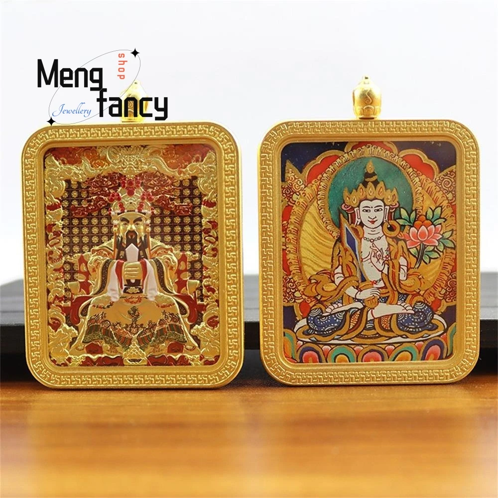 Titanium Steel Thangka Three-dimensional Hand-painted The Eight Guardian Deities Buddhist Amulets National Style Pendant Jewelry