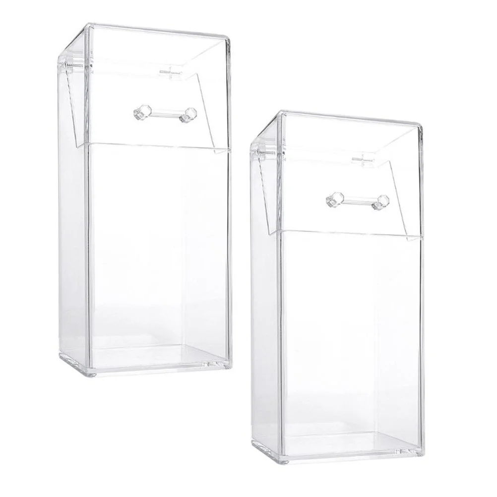 

2Pcs Transparent Pen Holder Storage Box Acrylic Desktop Organizer for Makeup Brushes Cosmetics Stationery Clips Card Cases