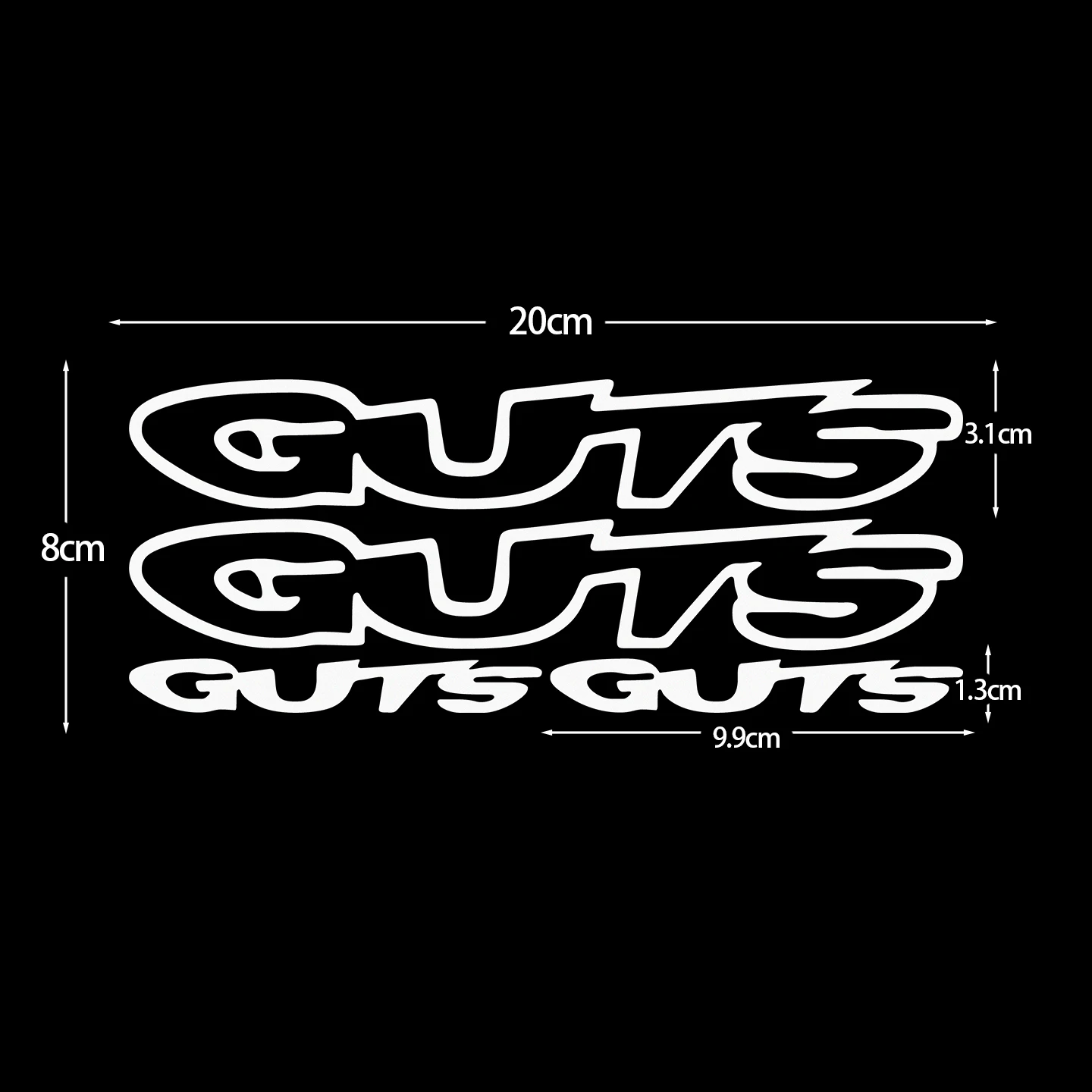 4PCS GUTS Letter Reflective Stickers Waterproof Vinyl Decals Accessories for Car Auto Motorcycle Moto Bike Helmet Decoration