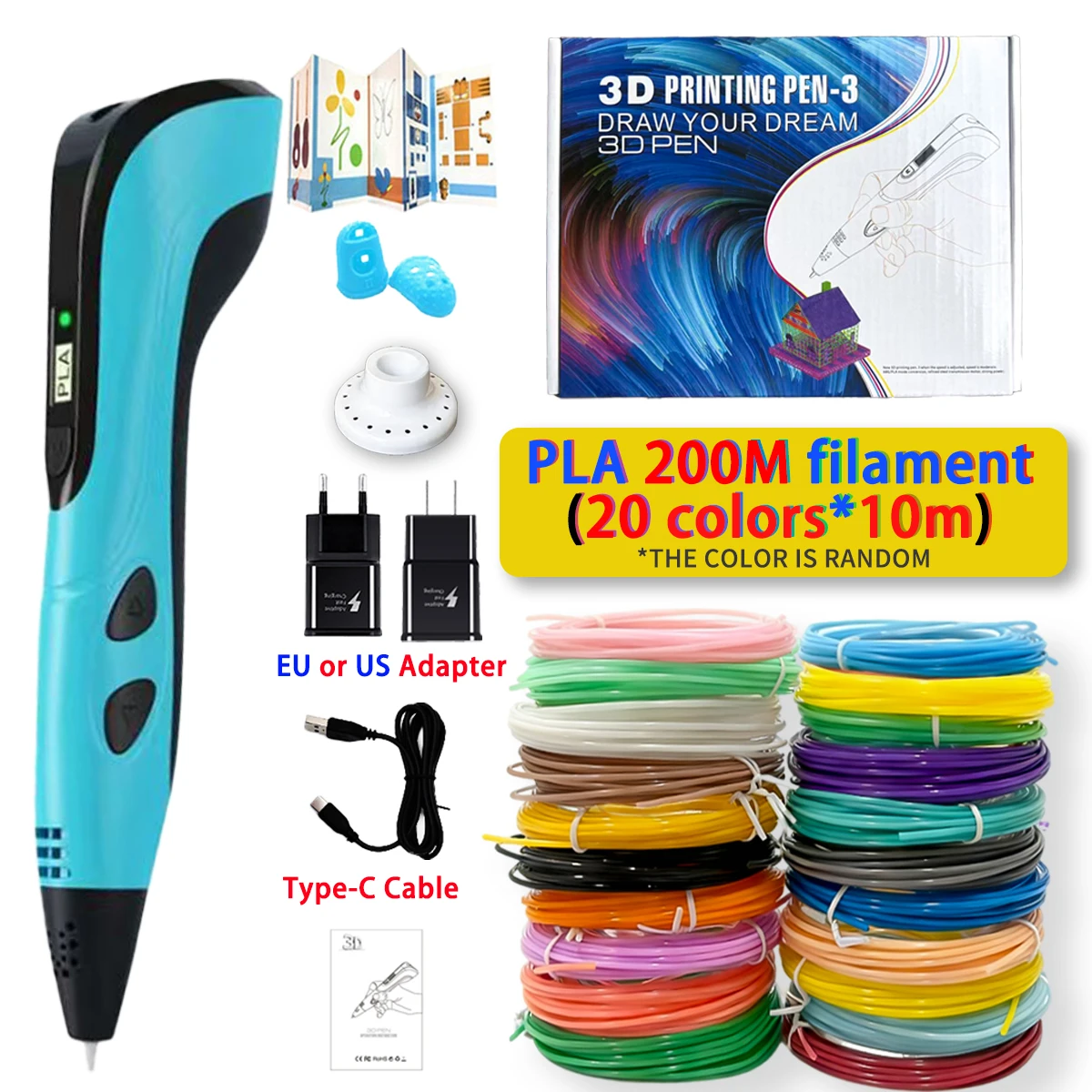 

Новая 3D-ручка 2026 года: набор для 3D-печати и рисования, с PLA-филаментом и адаптером питания. Креативный подарок для детей на День рождения и Рождество.