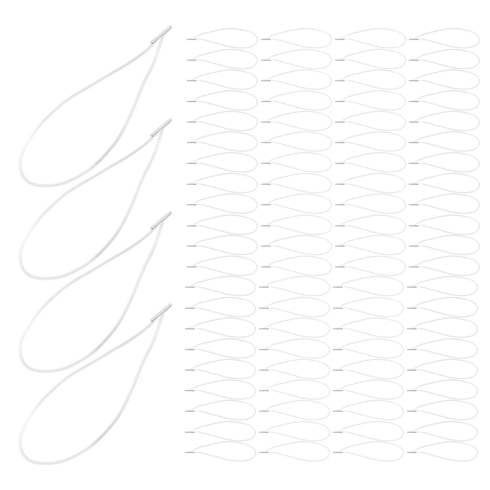 

100pcs Elastic Cord With Metal Barbs 4.9" Round Stretch Rope For Diy Masks Menus Badges Hats Books Crafts Binding Adjustable