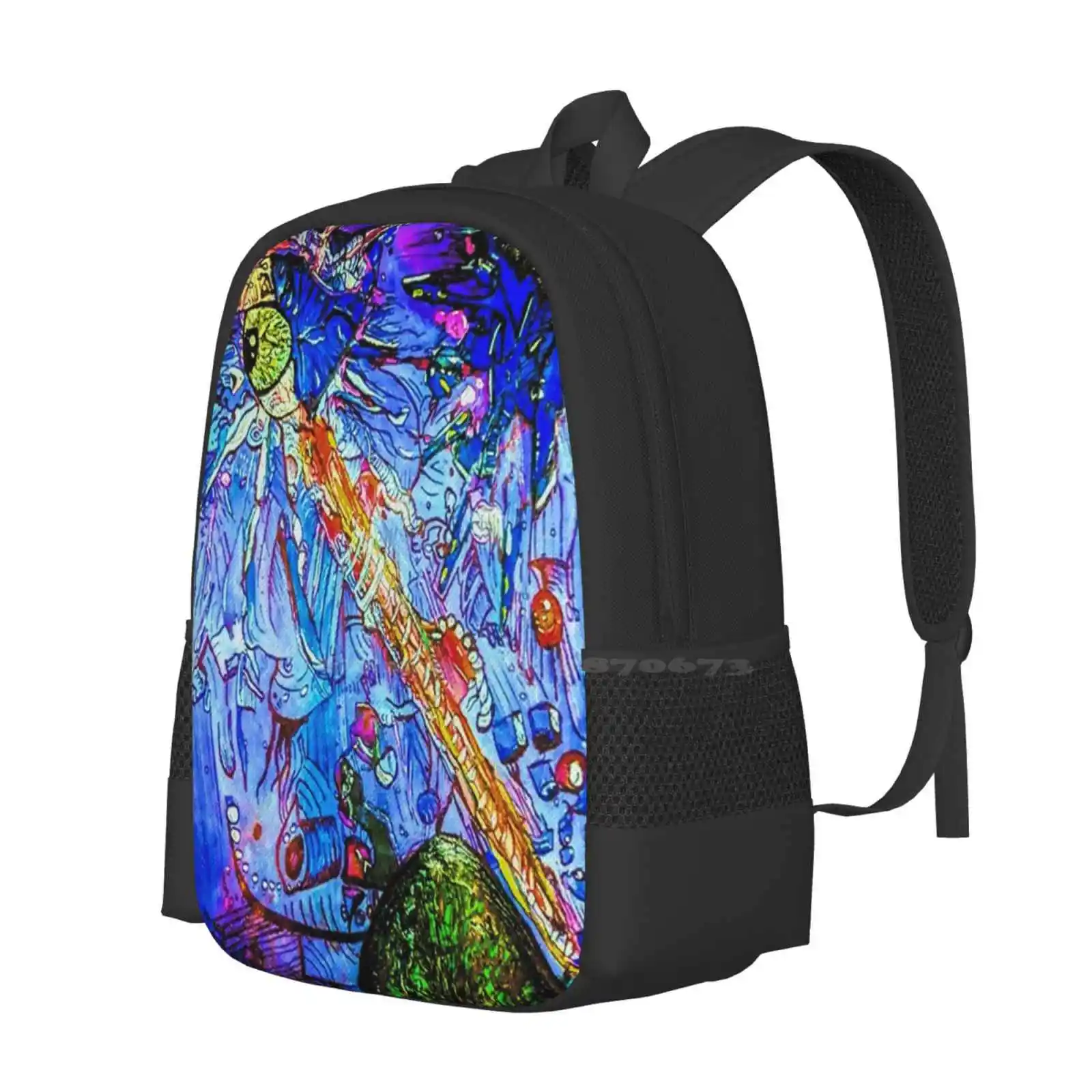 Intergylaktyk Aye Hot Sale Schoolbag Backpack Fashion Bags Detailed Artwork Eyeball Abstract Art Grandpa Jona Purple Trippy Art