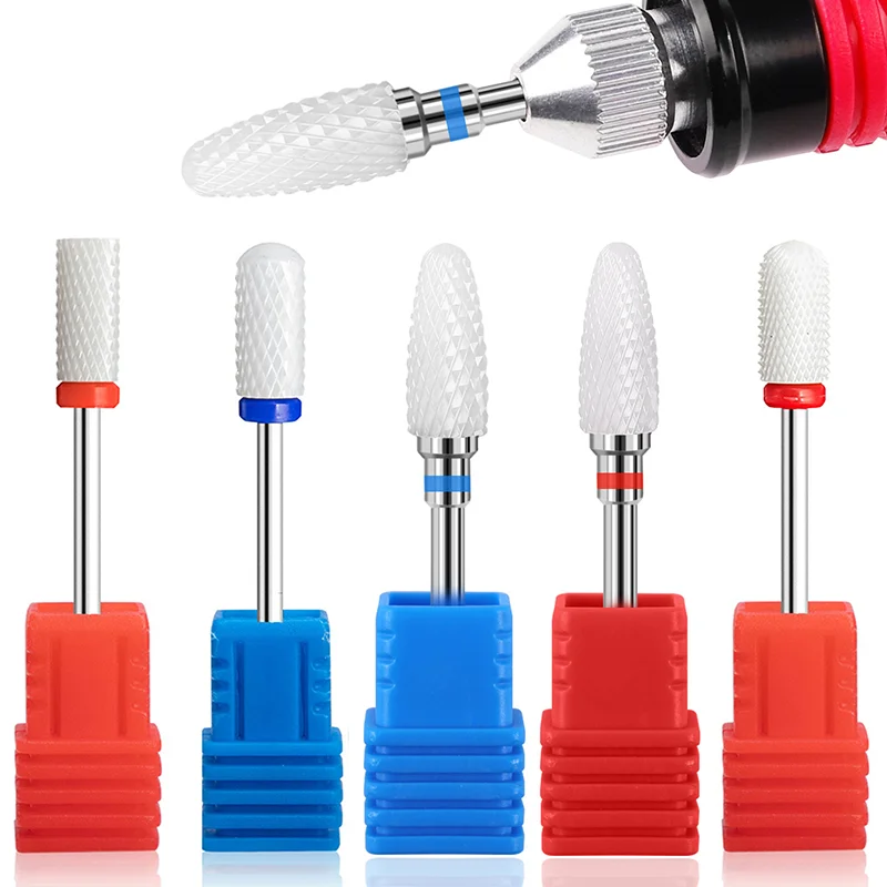 

Kit-5 Ceramic Drill Bits, Nail Art Single Ceramic Corn Shape, Electric Nail Grinding Machine Special Tools，Manicure Remover