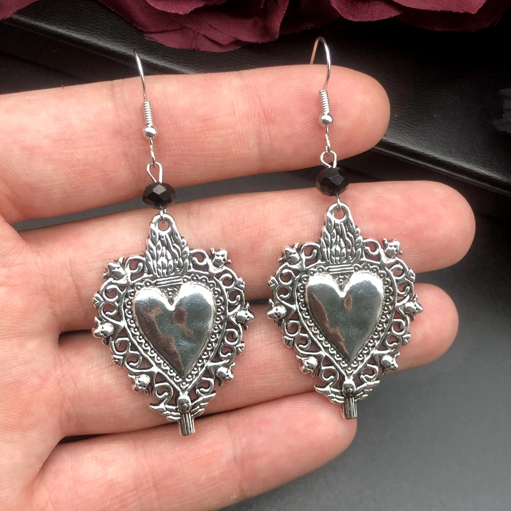 Винтажные-висячие-серьги-в-виде-ведьмы-призрака-вампира-сердца-волшебного-зеркала-скелета-готические-Висячие-ювелирные-изделия-подарок