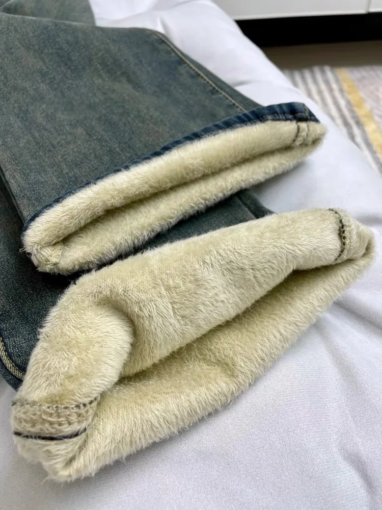 

Fce Lined Retro Flared Denim Jeans Women plus Size Slimming 2025 New American Vibe Spicy orties Bell Bot