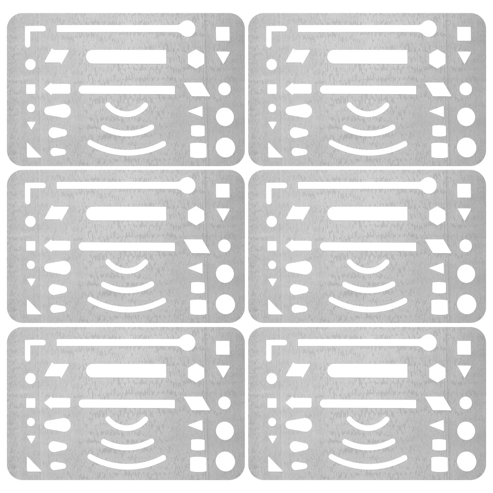 6Pcs Stainless Steel Drafting Templates Eraser Shield Precision Geometric Drawing Tools Formwork Measuring Templates Technical