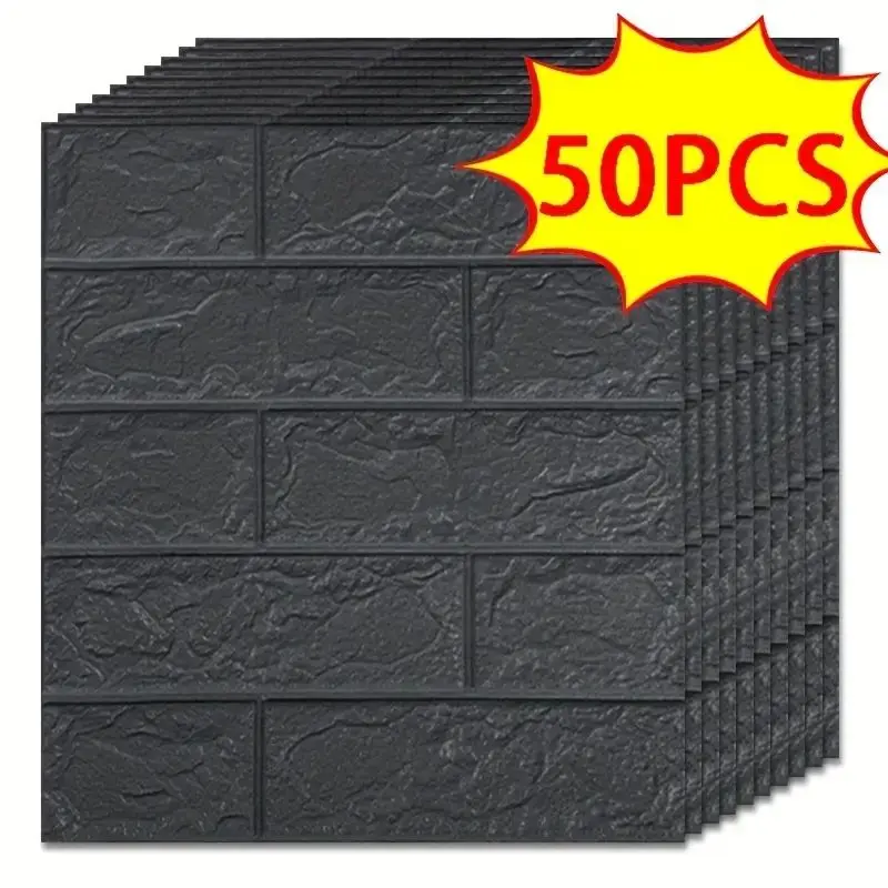 10/20/30/40/50pcs DIY 3D Simple Brick Pattern Wall Stickers,Thickened, Sound-proof,Waterproof,Moisture-proof