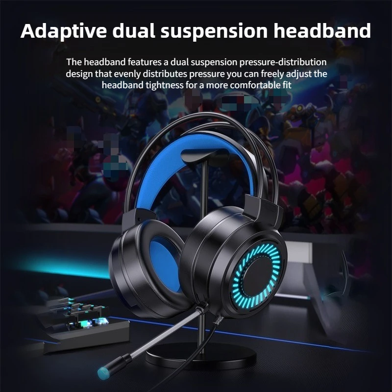 Cuffie Cuffie cablate a 7.1 canali con microfono Cuffie con illuminazione RGB Riduzione del rumore Adatto per giochi, musica, viaggi, lavoro