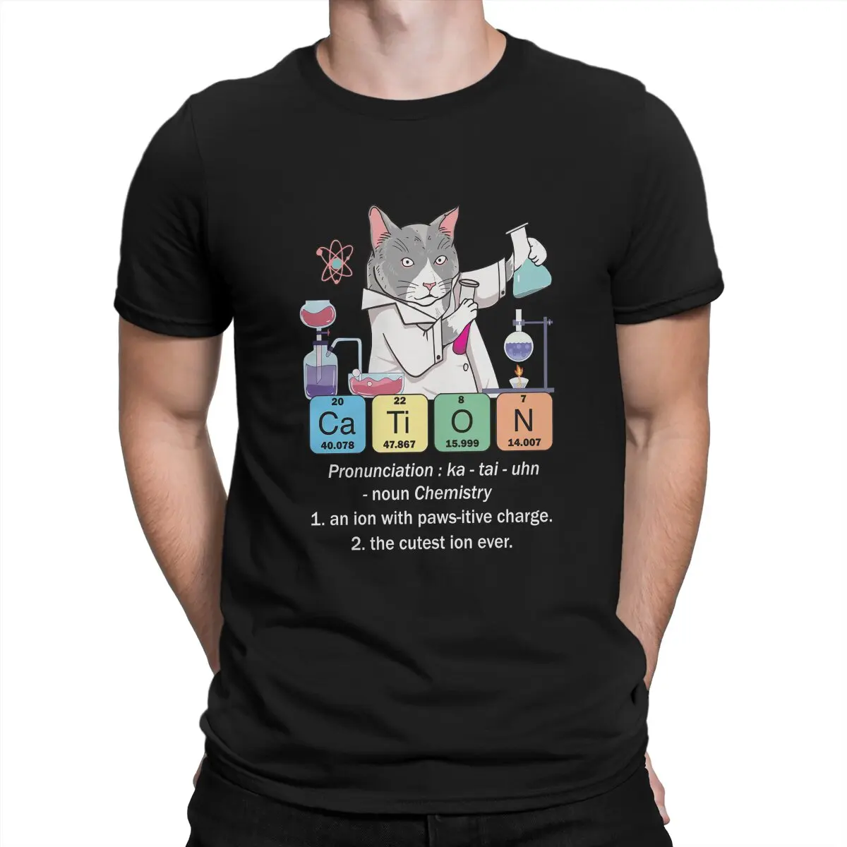 Periodic Table Of Elements Funny Inorganic Chemistry Cat Tshirt Homme Men's Clothes Polyester T Shirt For Men