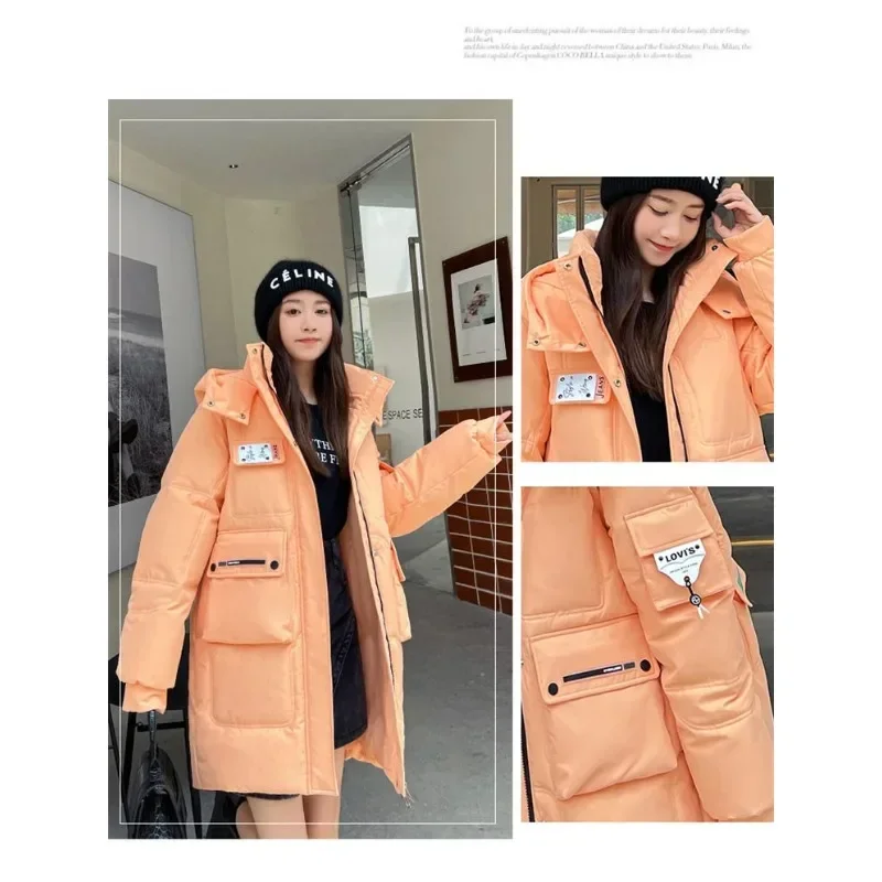 Imagem -06 - Cabolsa de Algodão para as Mulheres Cabolsa Quente Estilo Médio Parkas Tamanho Grande Solto Outwear com Capuz Sobretudo Acolchoado Inverno Novo 20