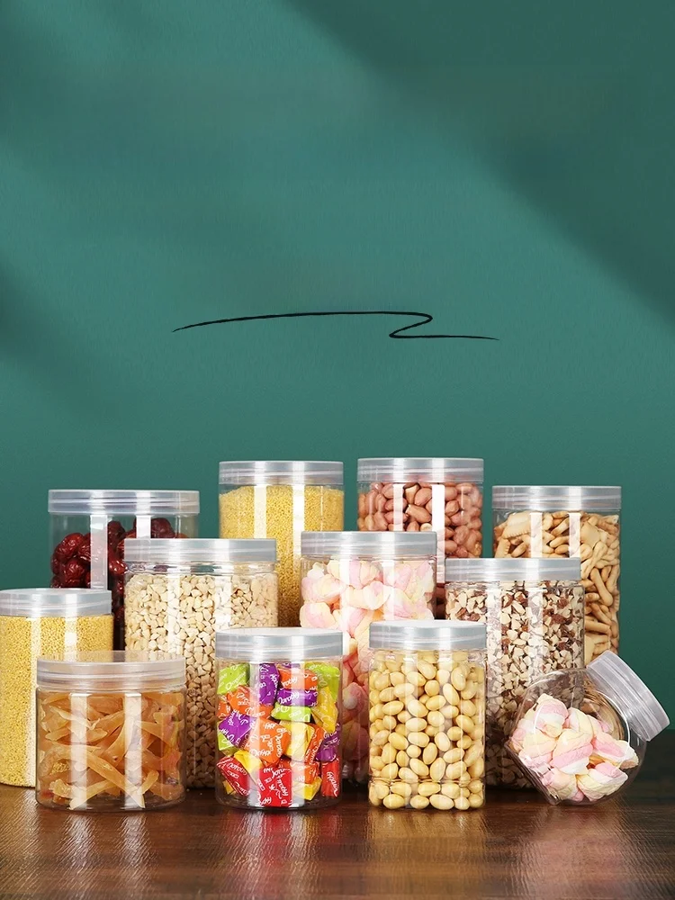 

Food ade Plastic round Sed Storage Jar for Nuts And Dry Fruits Commercially Used Kitchen Storage Container Non-Toxic