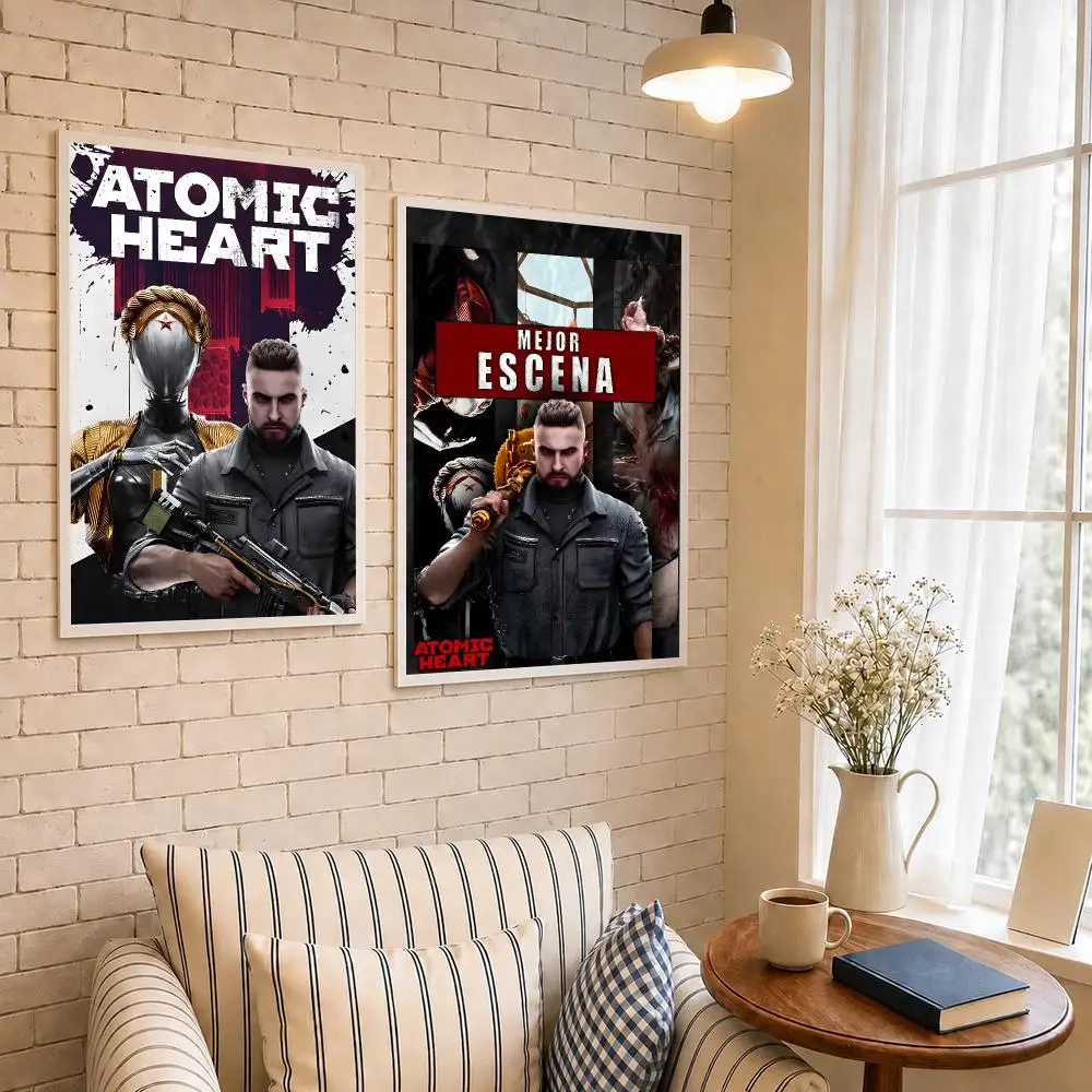 Game A-atomic heart Retro Futuristic Action Poster PP Self-Adhesive Wall Decor for Bedroom,Living Room,Dorm,Bar Aesthetic Gift