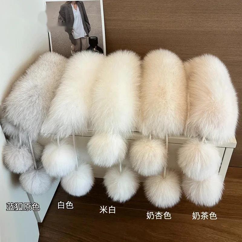 

Воротник из натурального лисьего меха, женский зимний шарф из натурального лисьего меха, пальто с капюшоном, декор, пушистый воротник, модное теплое пальто, шаль, теплый шарф на шею