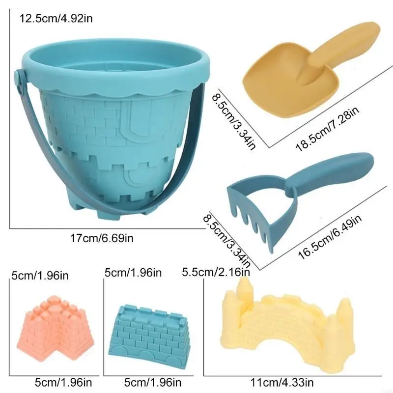 54DA 6 stks/set Kinderen Zand Speelgoed Zandkasteel Mallen Emmer Schop DIY Tool Zand Spelen Speelgoed