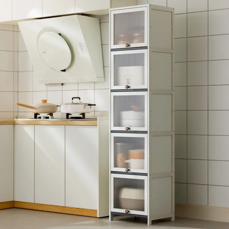 Crack cabinet with door Crack storage cabinet Household snacks Living room Multi-layer storage cabinet Kitchen narrow gap shelf