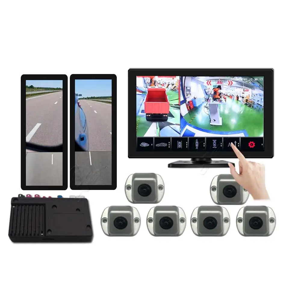 360 Degree Car Securit 3D Bird View System 6 Way Split Screen Car Reversing Aid 360 with Electronic Mirror