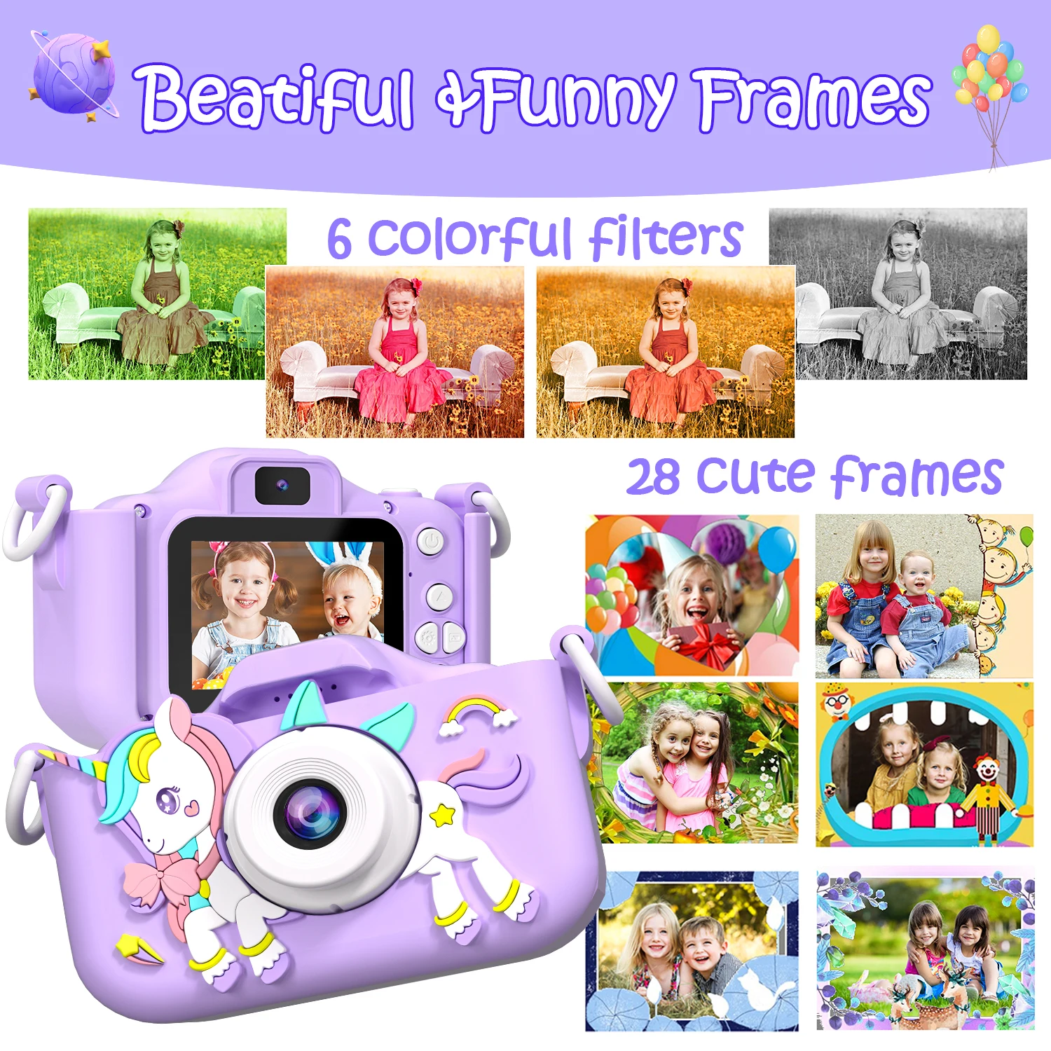 Mini Camera Kids Camera Toys For Boys/Girls, Kids Digital Camera For Toddler Video With 32G SD Card for Christmas Birthday Gifts