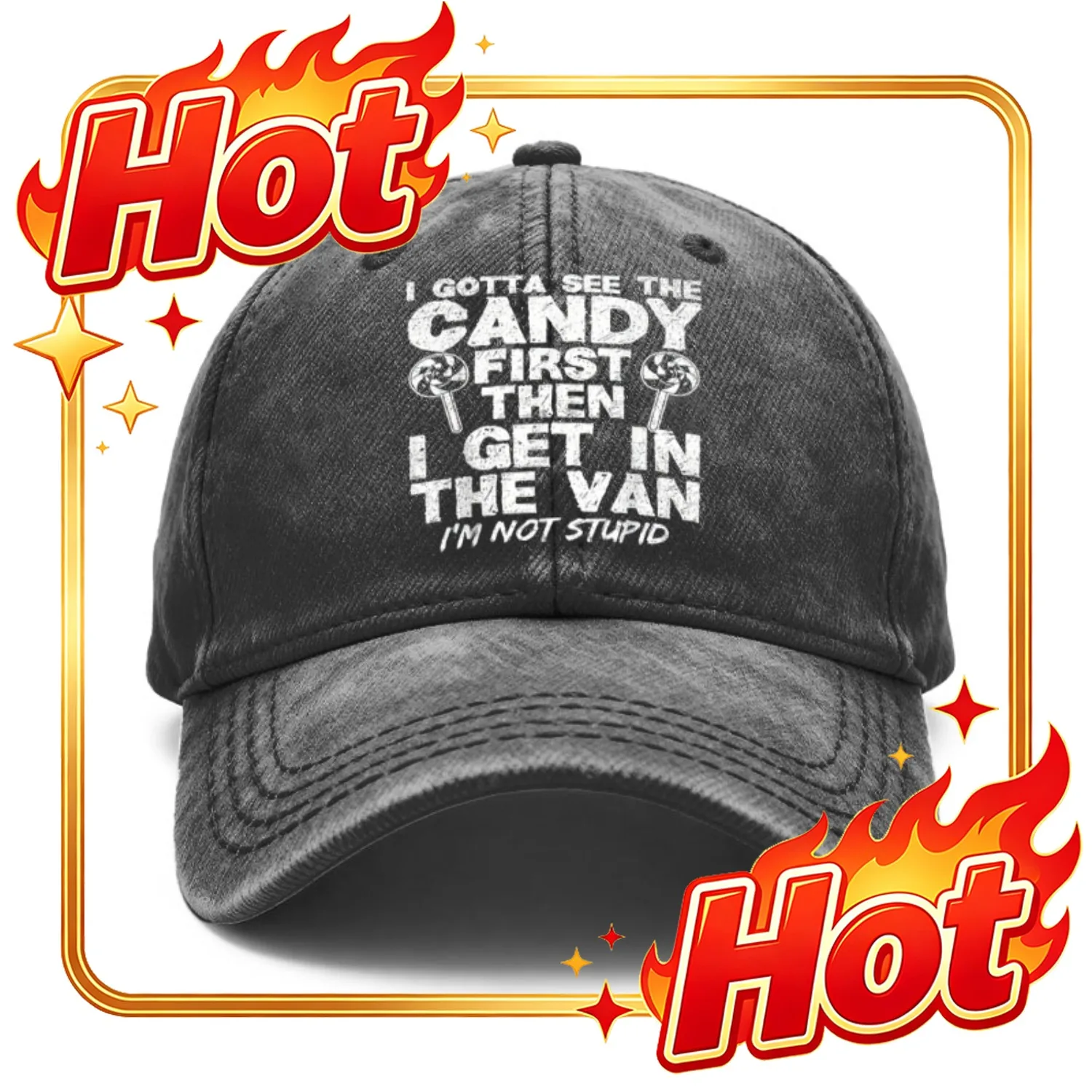 Custom Hat 1pc Vintage Washed Baseball with Funny 