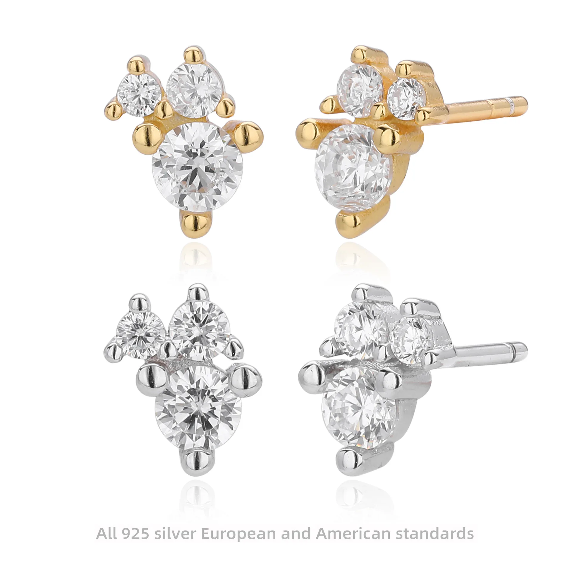 Withered Jewelry Earrings Women's Earrings Ear Cuffs S925 Sterling Silver Earrings With Sparkling Zircon Inlay Earrings