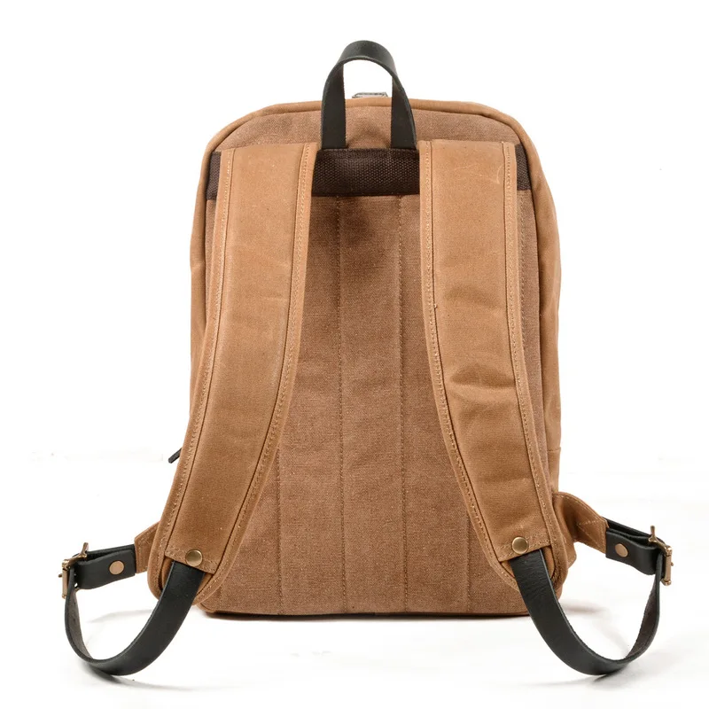 Retro double-shoulder bag outdoor large-capacity travel backpack water-resistant oil-wax canvas genuine leather, hiking bag