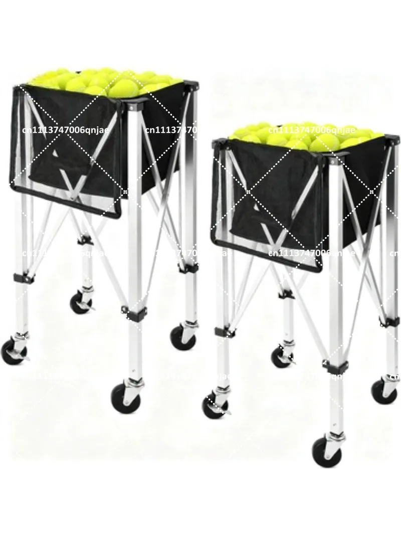 Foldable Ball Cart for Tennis Pickleball Badminton Softball 360° Wheeled Large Capacity Carrier with Storage Bag