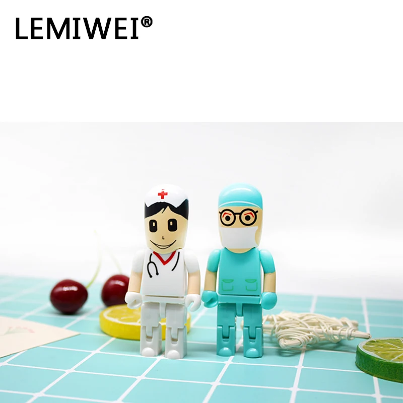 Mini Bác Sĩ Y Tá USB Đèn LED Hoạt Hình Bác Sĩ Nha Khoa Y Tế Công Nhân Dễ Thương Pendrive 16GB 32GB 64GB Bút Ổ Đĩa U Cel USB
