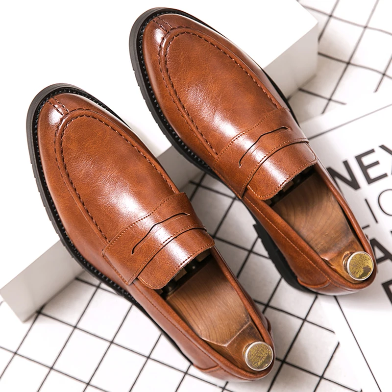Trend Casual Leather Loafers Men Classic Casual Business Shoes For Men Flat Party Social Leather Shoes Men's Dress Shoes Loafers
