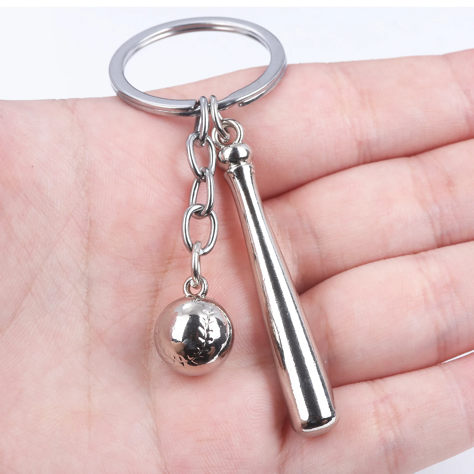 Fashion Baseball Bat Metal Keychain Love Sports Style Pendant Simple Keychain for Women Men Wallet Car Accessories Jewelry Gift