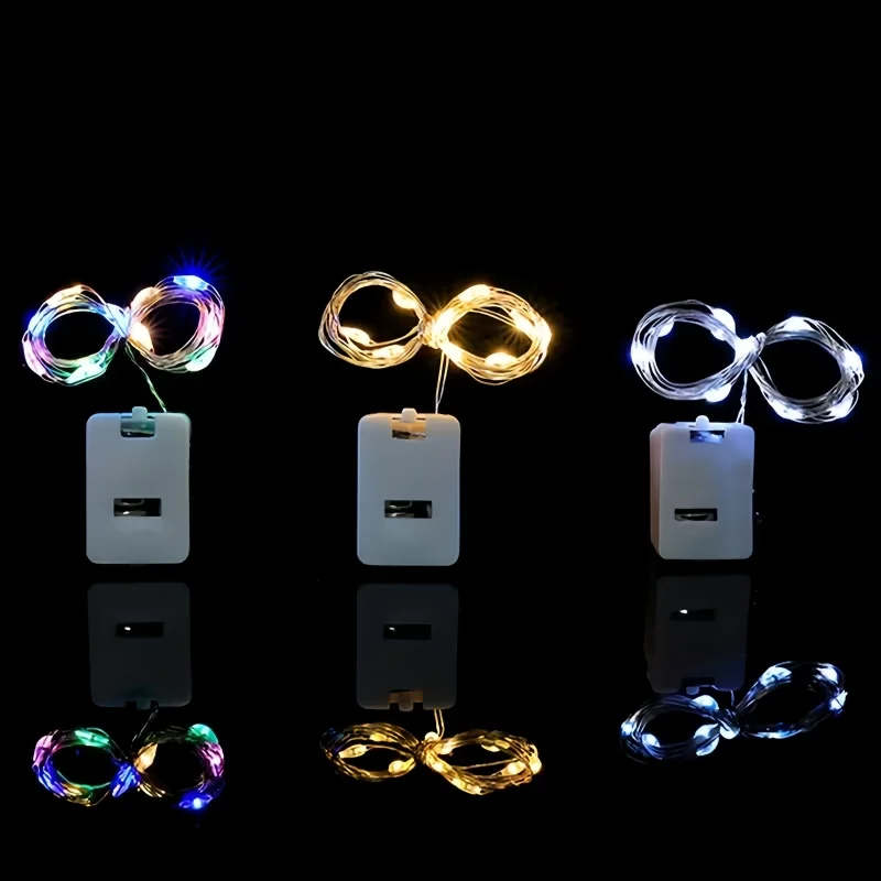 Mini Copper Wire Fairy Lights with LR44 Batteries Included, 3 Light Modes, 1M10LED-5M50LED for Indoor Bedroom Table Decoration