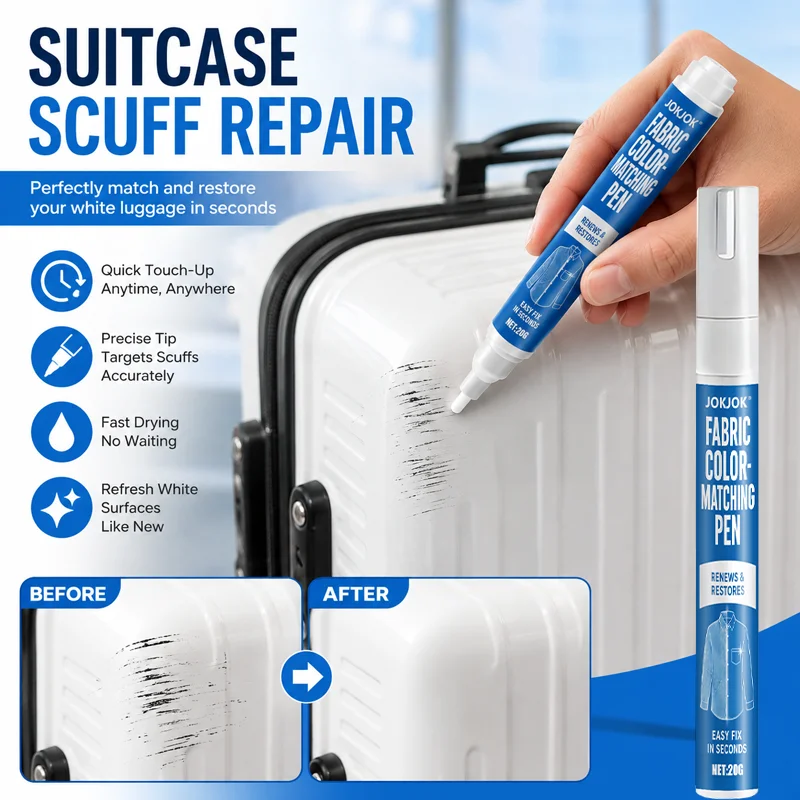 White Luggage Color Correction Marker - for Repairing Various Damaged and Faded Areas, Suitable for Luggage, Clothing