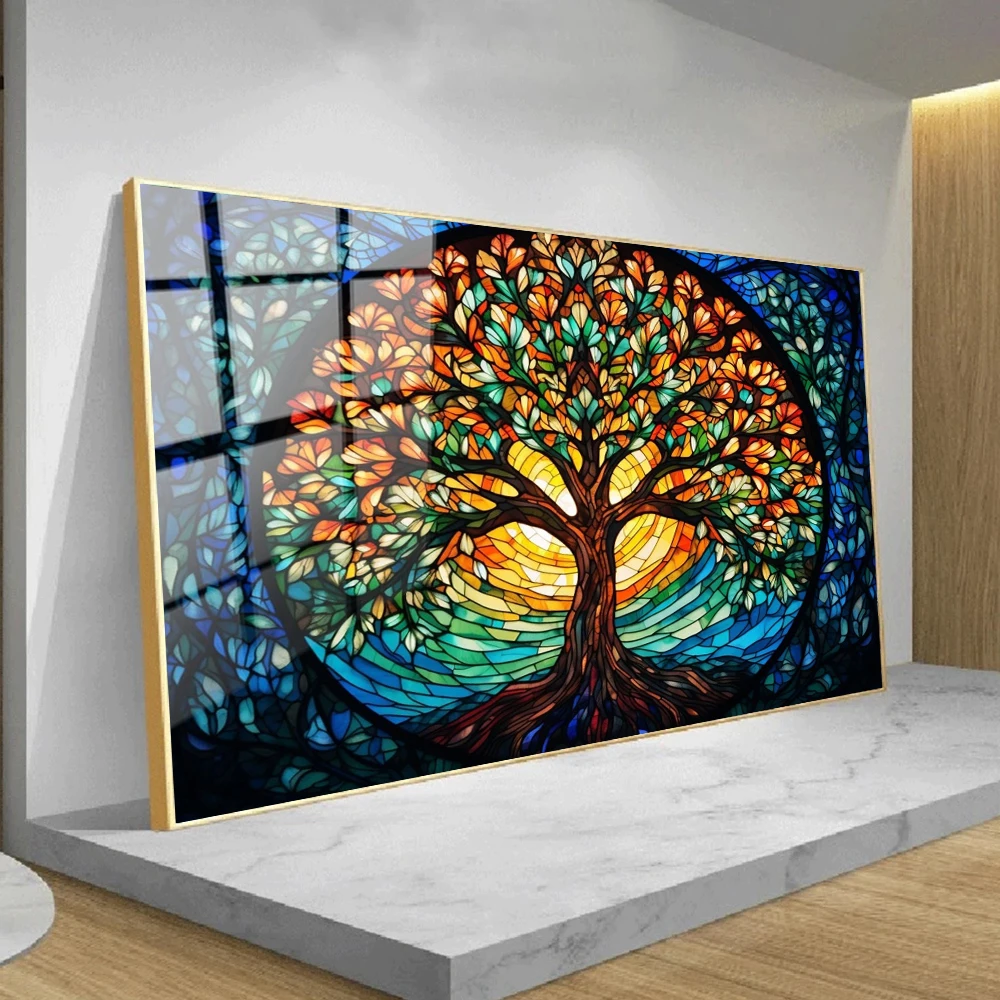 

Abstract Natural Tree Of Life Wall Art Posters Print Colorful Trees Canvas Painting Large Living Room Background Wall Home Decor