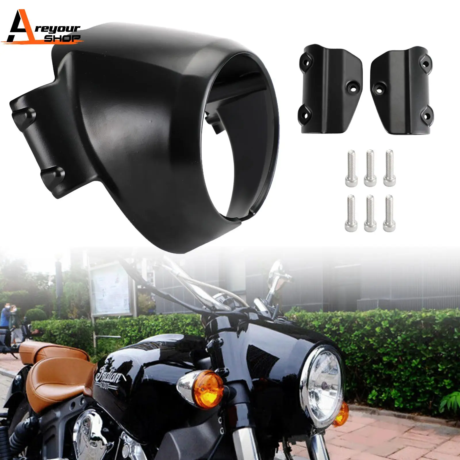 

Areyourshop Windshield Headlight Bezel Upper Fairing for Indian Scout Bobber Rogue 2015-2023