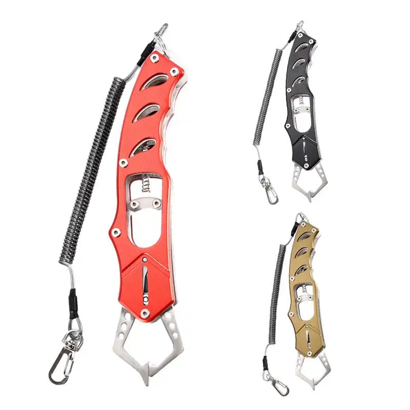 Portable Fish Controller With Missed Rope Fishing Gripper Stainless Steel Luya Fish Clamp Fish Control Plier Fishing Supplies