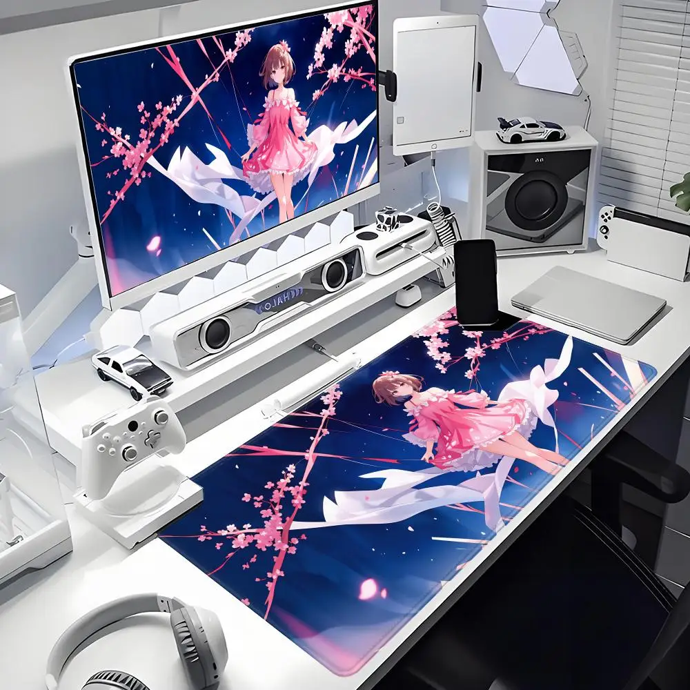 

HYBXAXC Anime Cute Angel Girls Mouse Pad Laptop Gaming Extended Desk Mat PC Kawaii Gamer Cabinet Mousepad Rug Pink Carpet