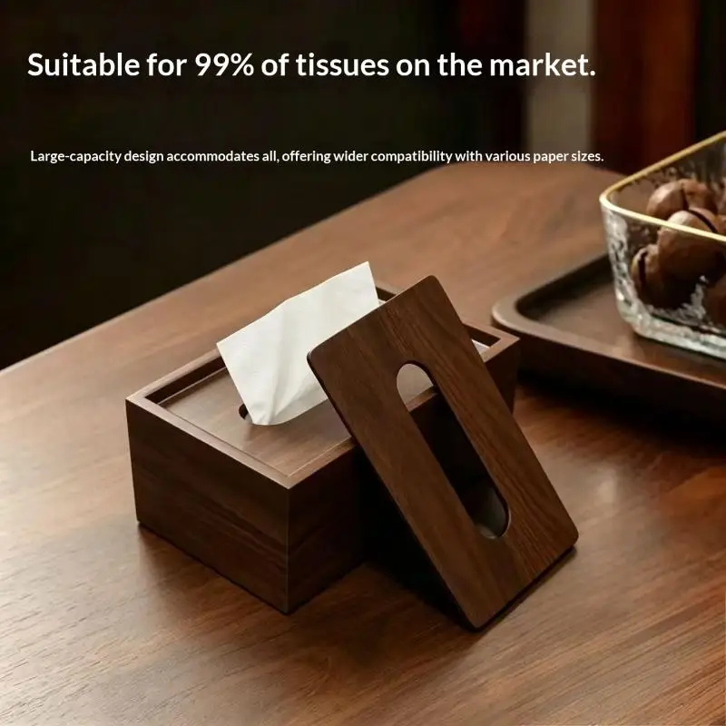Sliding Drawer Style High End Walnut Wood Tissue Box Elegant Storage Organizer For Living Room Hotel Home Decoration