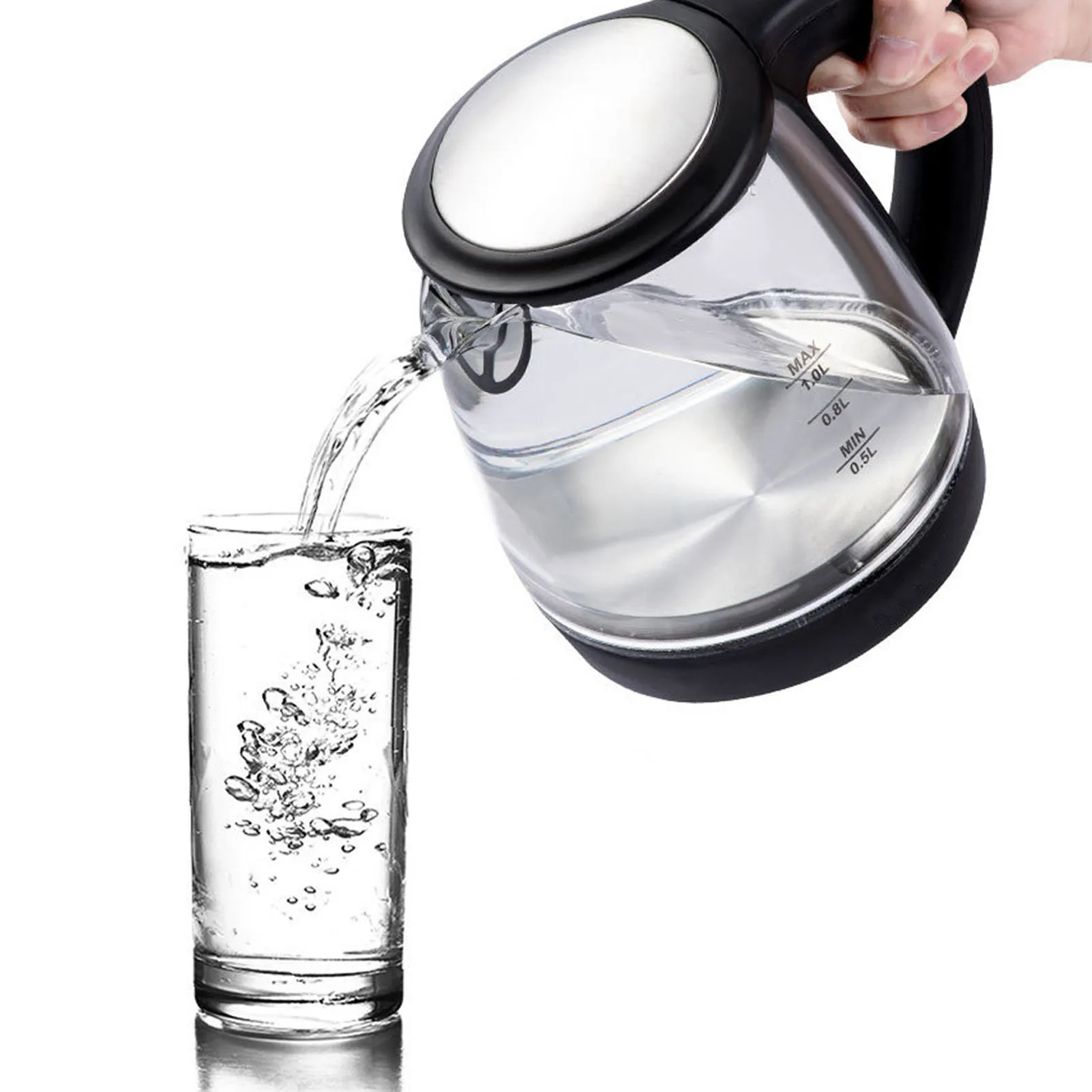 

2000W Electric Glass Kettle 1L Large Capacity Fast Boiling With Auto Shut Off And Blue Light Indicator