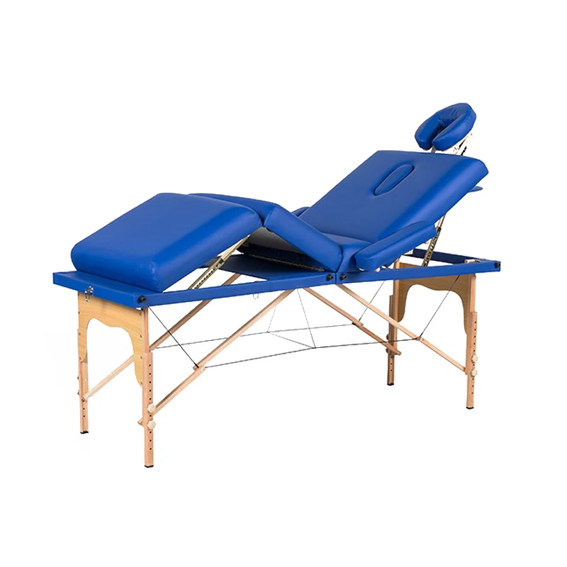 Four-Fold Wooden Folding Massage Bed for Home Spas Cosmetic Tattoo Clinics or Hospitals
