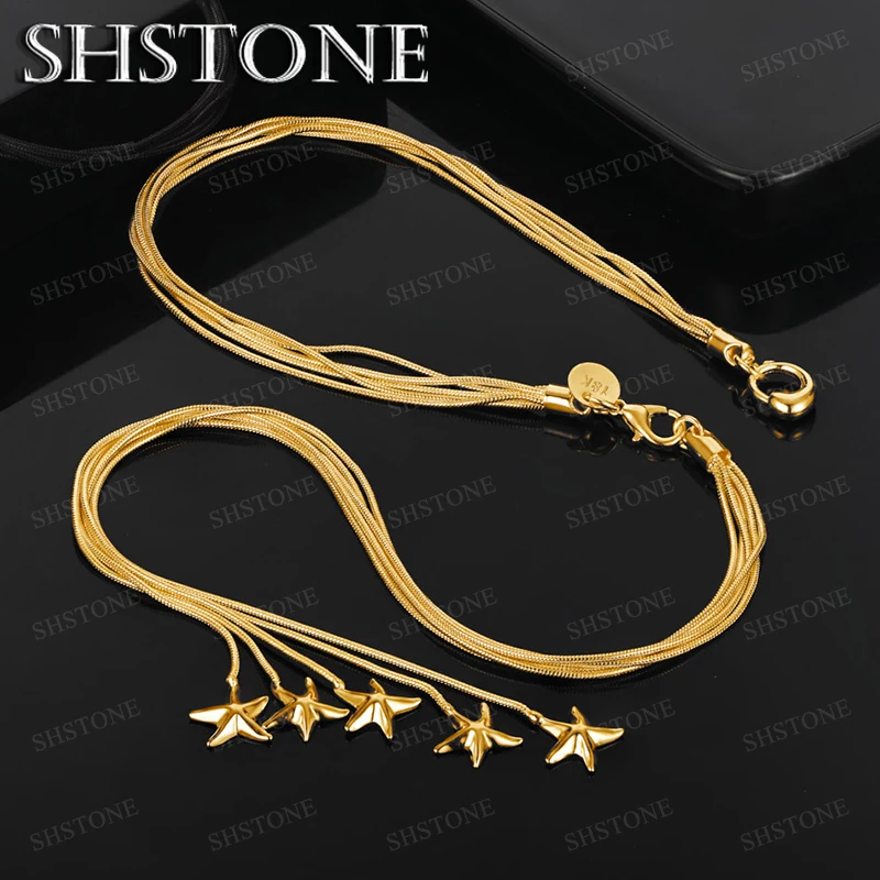 

Luxury 44cm 18k Gold Starfish Snake Chain Necklace High-Quality Fashion Popular Jewelry Women Party Birthday Christmas Gift