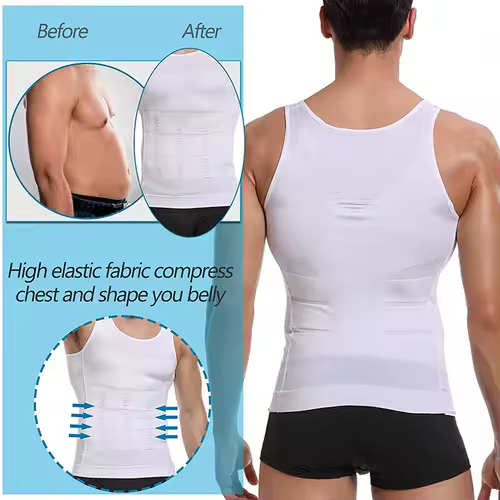 Mens Slimming Body Shaper Vest Shirt Abs Abdomen Slim Gym Workout Tummy Control Compression Tank Top Sleeveless Shapewear - Image 4