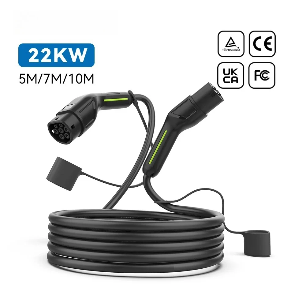 

Mode 3 22KW Type 2 to Type 2 16A 32A 3phase Male to Female IEC 62196-2-2017 Tpu Ev Charging Cable