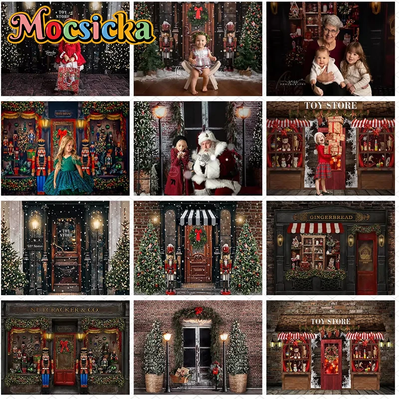 

Mocsicka Christmas Backdrop Photography Tree Store House Decorations Child Birthday Portrait Photo Background Party Props Banner