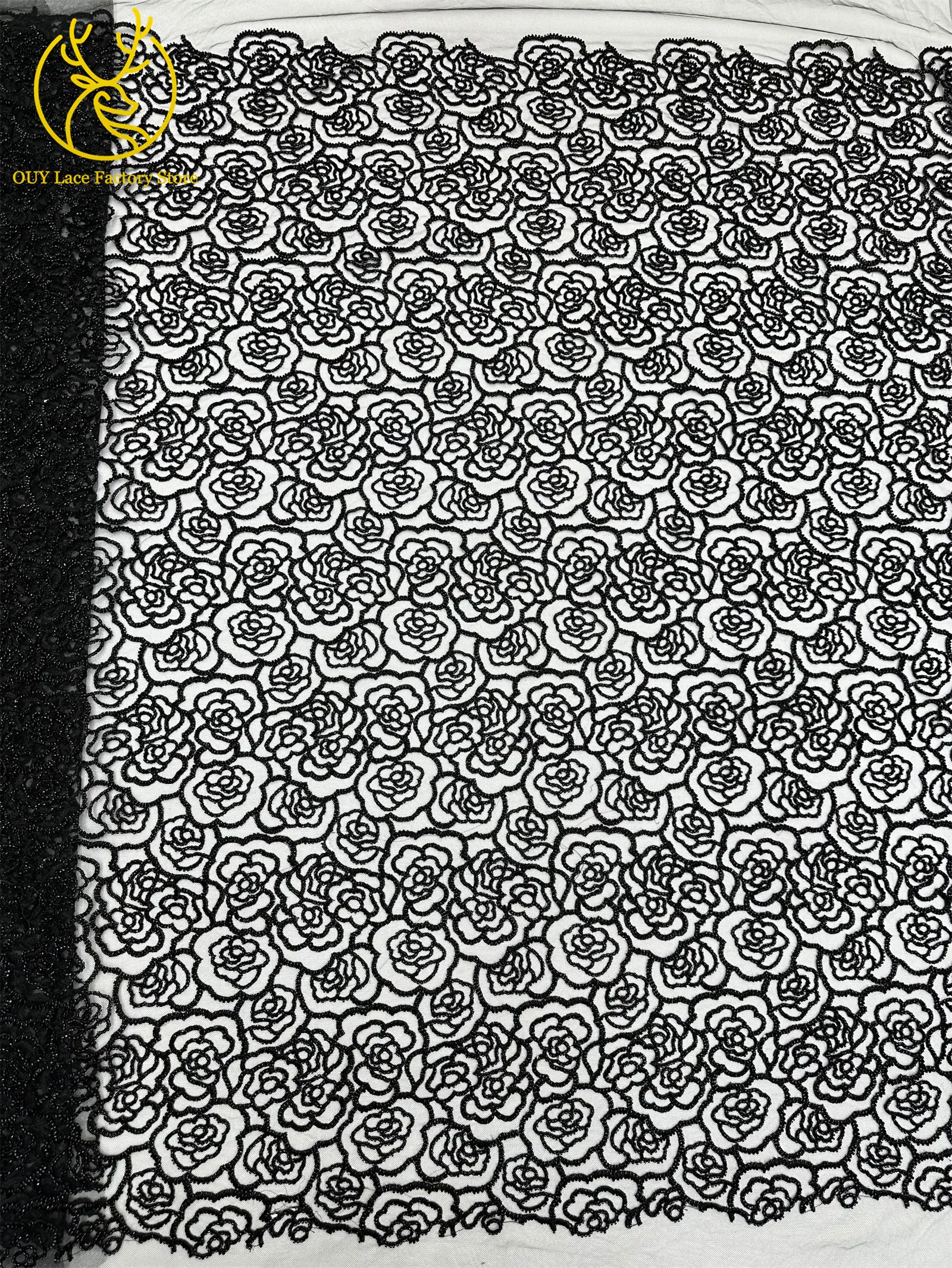 Stickerei-Blumen Perlen-Pailletten Spitzenstoff Französischer Tüll Netz-Stickerei Nigerianischer Spitzenstoff Brautkleid-Stoff – Detail 20