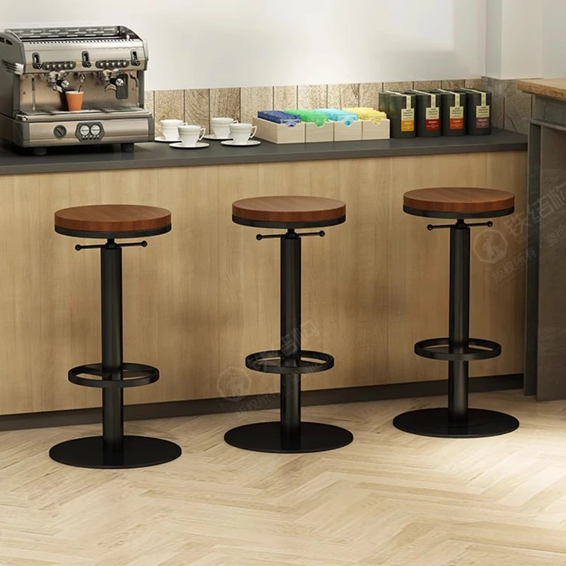 

Minimalist Reception Desk Bar Chair Adjustable Swivel Lifting Barstool Bar Stool Kitchen Island Round Taburetes Altos Furniture