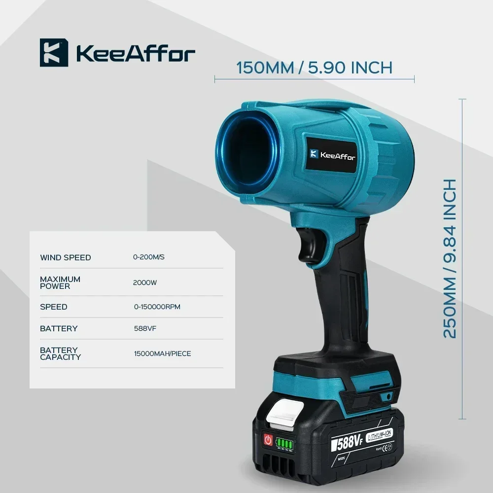 KeeAffor bezszczotkowy 2000W elektryczny turbo dmuchawy wentylator strumieniowy 200M/S brutalna suszarka samochodowa dmuchanie kurzu