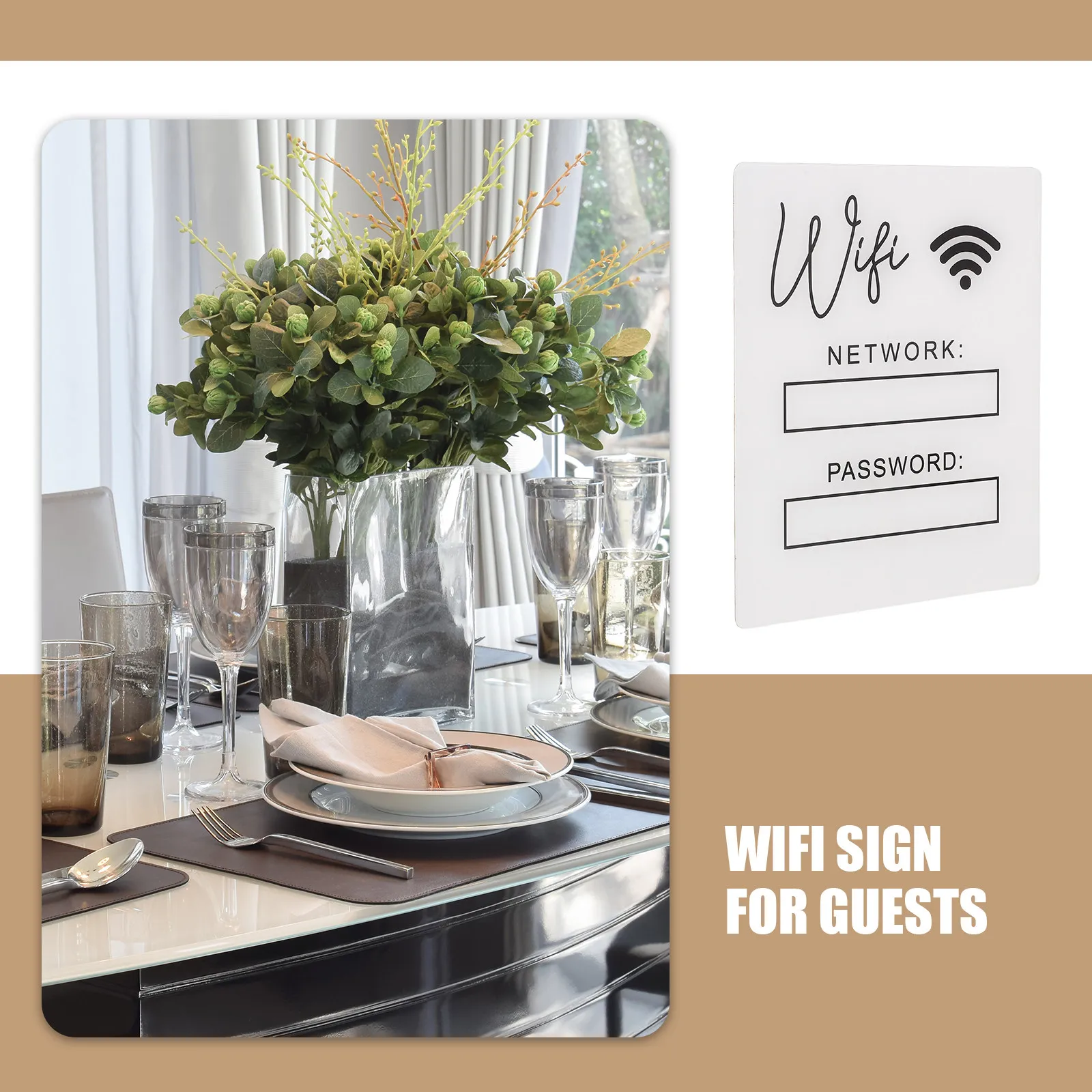 

WiFi Password Sign Acrylic Unfinished DIY Panel for Guests Convenient Desktop Use in Hotel Business Space Stylish Network
