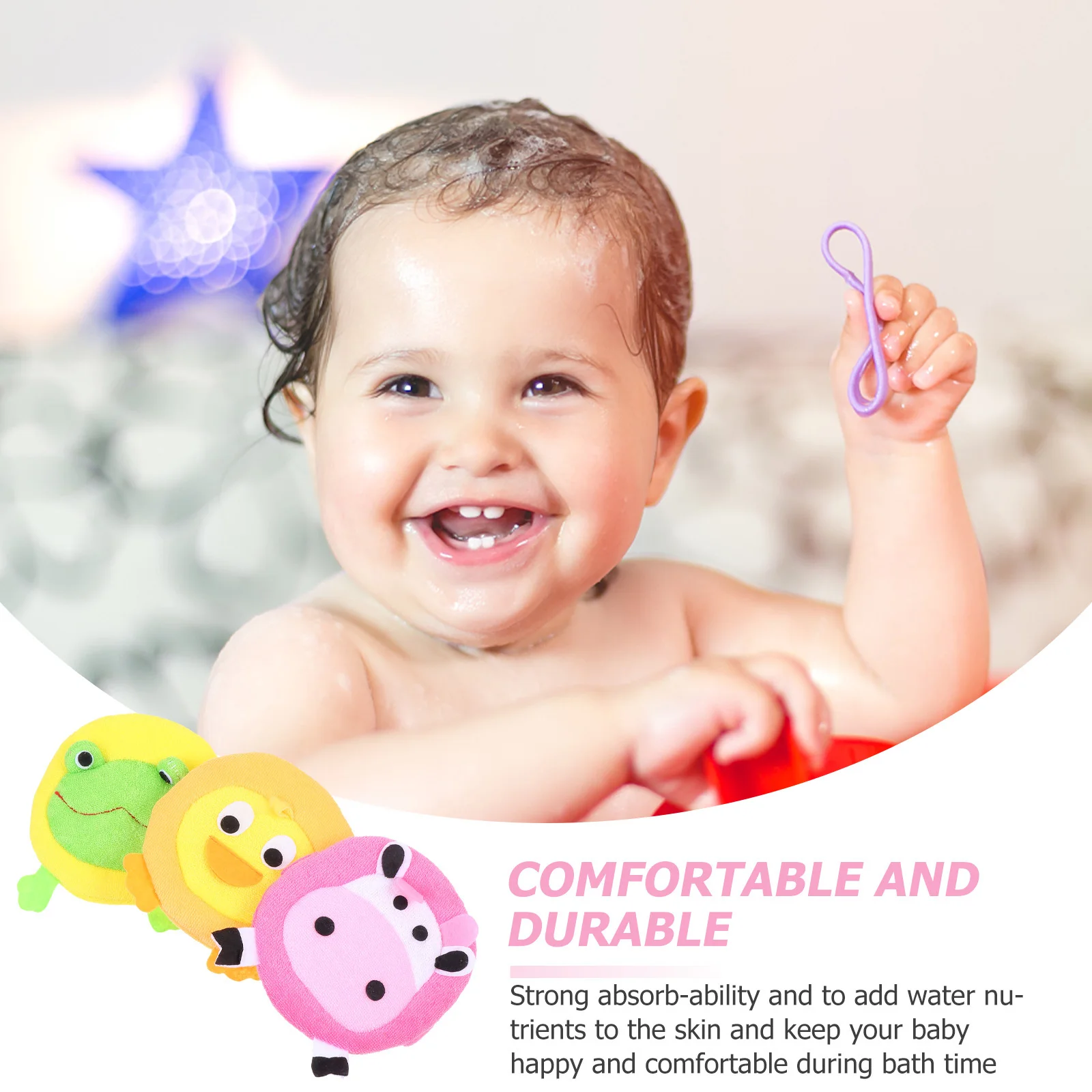 

3 шт., детская губка для ванны с мультяшными животными, мягкая губка для детского душа, удобная щетка для душа для чистки ванны