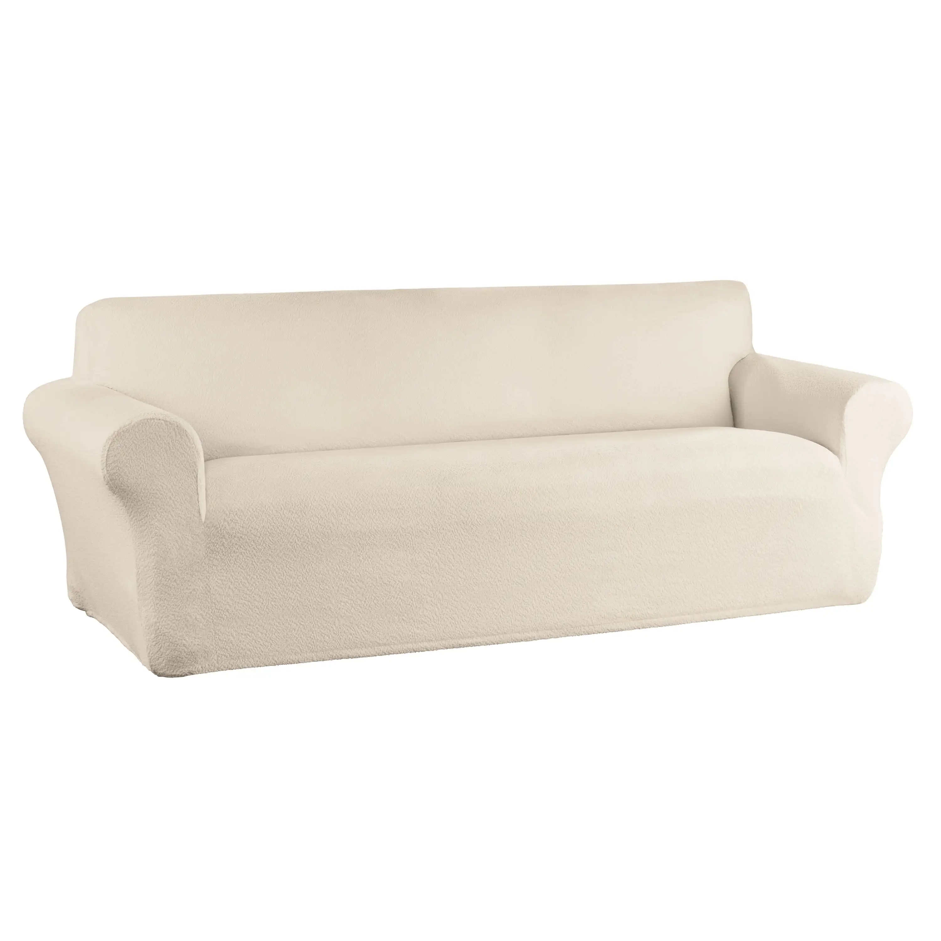 NEW Boucle Stretch-to-Fit Fabric Sofa Slipcover 1-Piece Beige