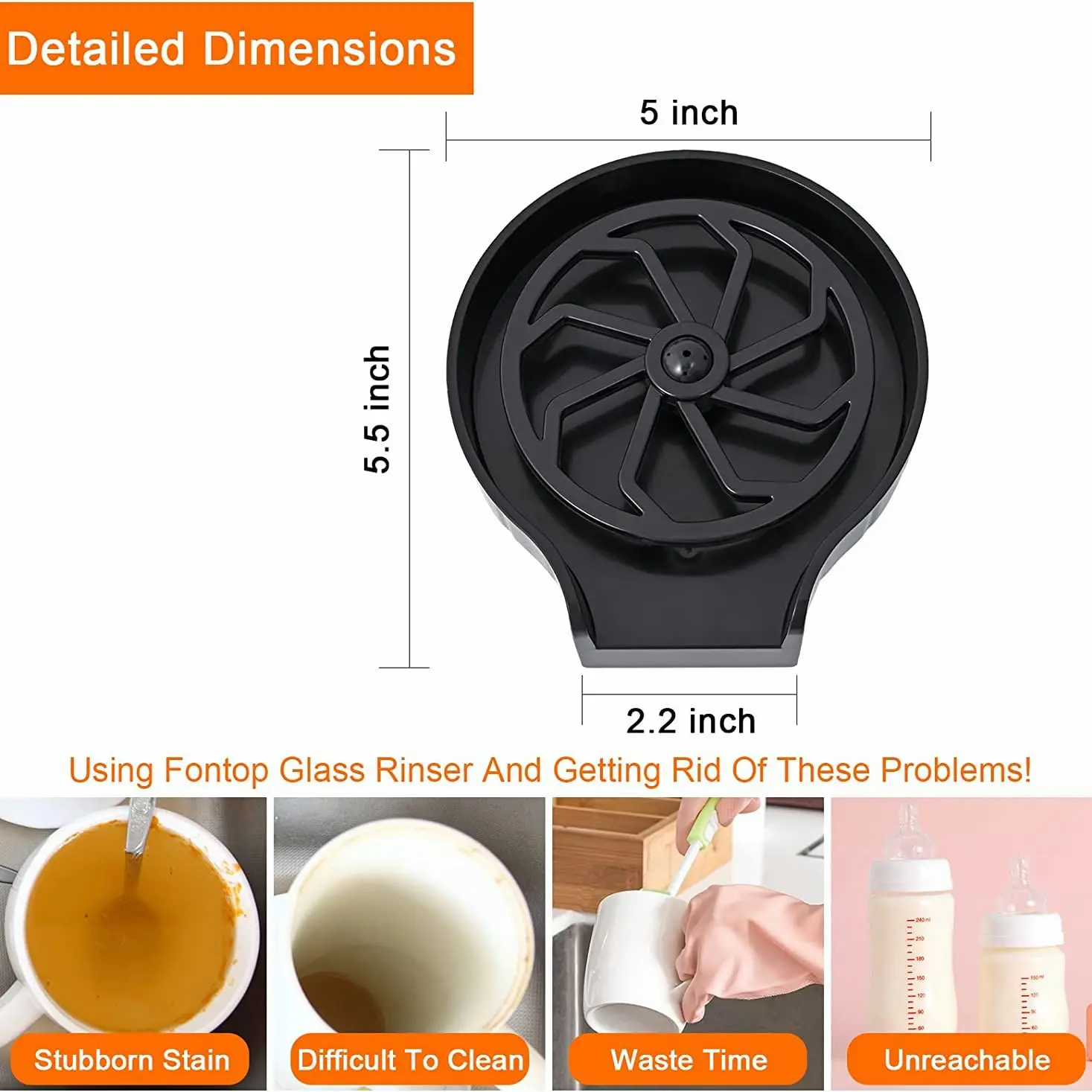 Automatic High Pressure Cup Washer Bar Glass Rinser Coffee Pitcher Wash Cup Accessories Faucet Glass Rinser for Kitchen Sink