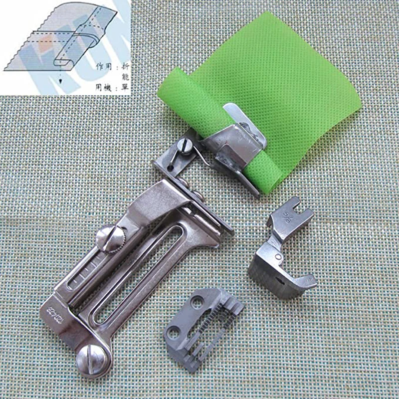 1PCS Industrial Sewing Machine Clean Finish Shirt Tail Hemmer Set Hemming Attachment Spring Type Swing Hemmer For Thick Material